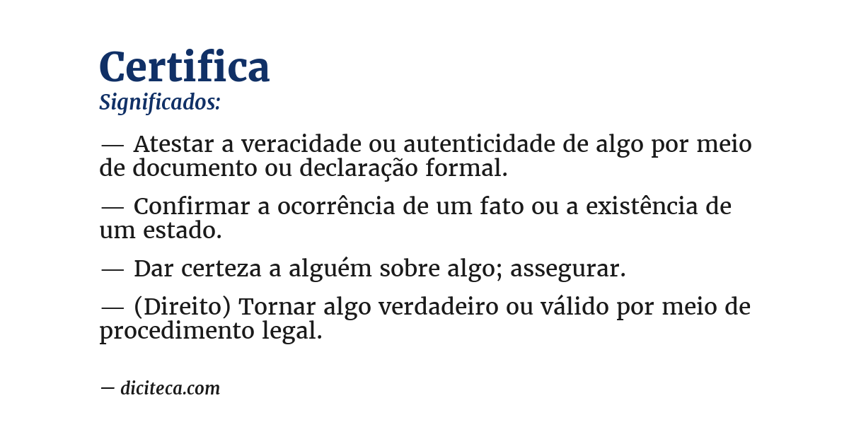 Significado de certifica