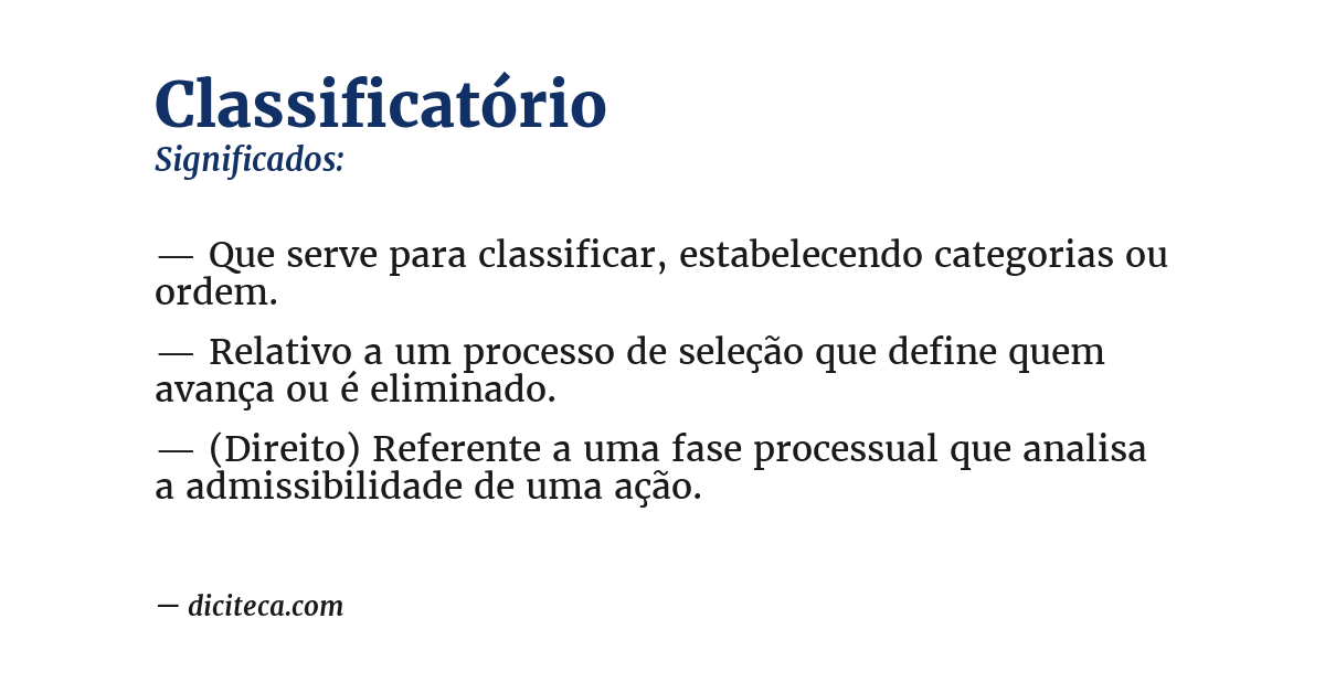 Significado de classificatório