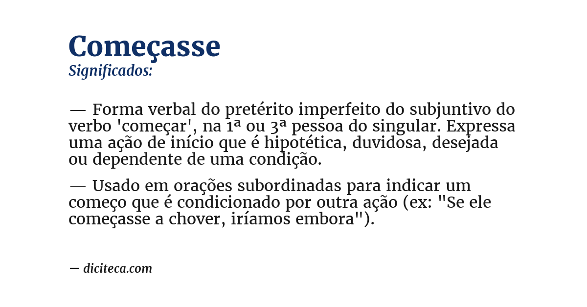 Significado de começasse