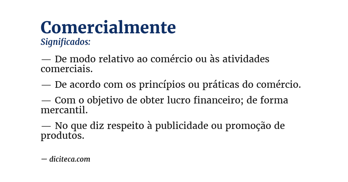Significado de comercialmente