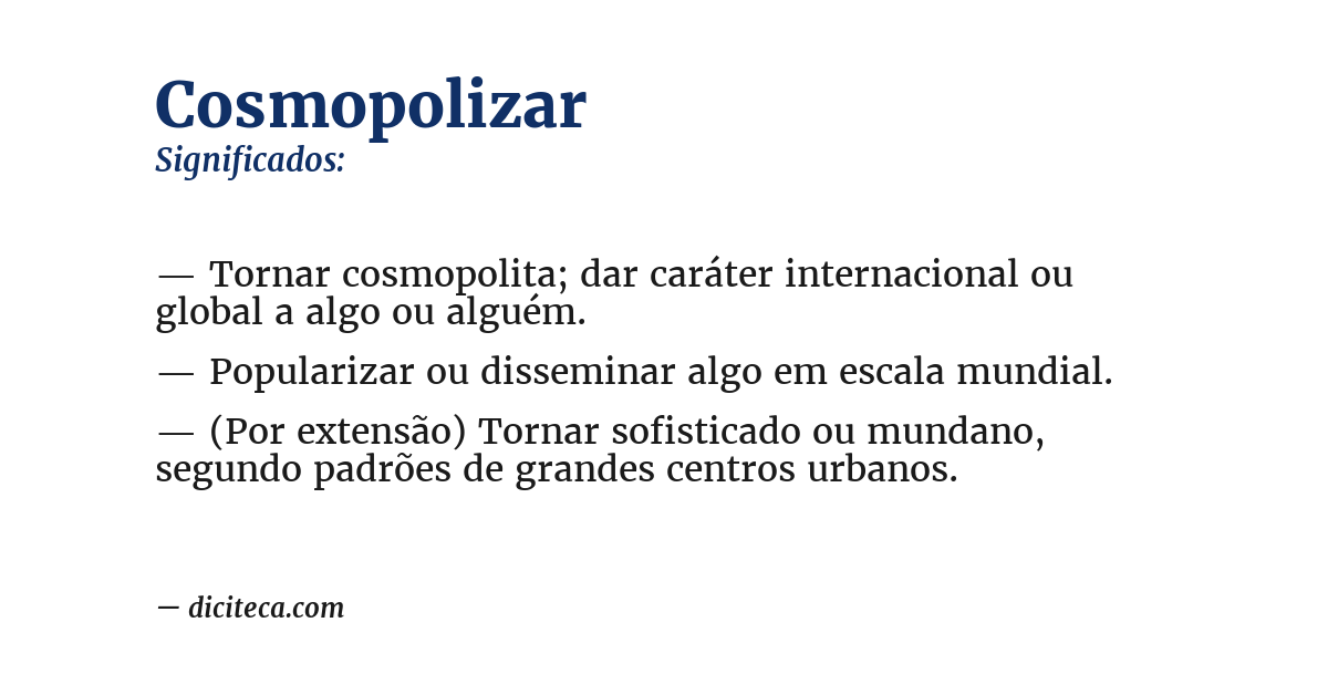 Significado de cosmopolizar