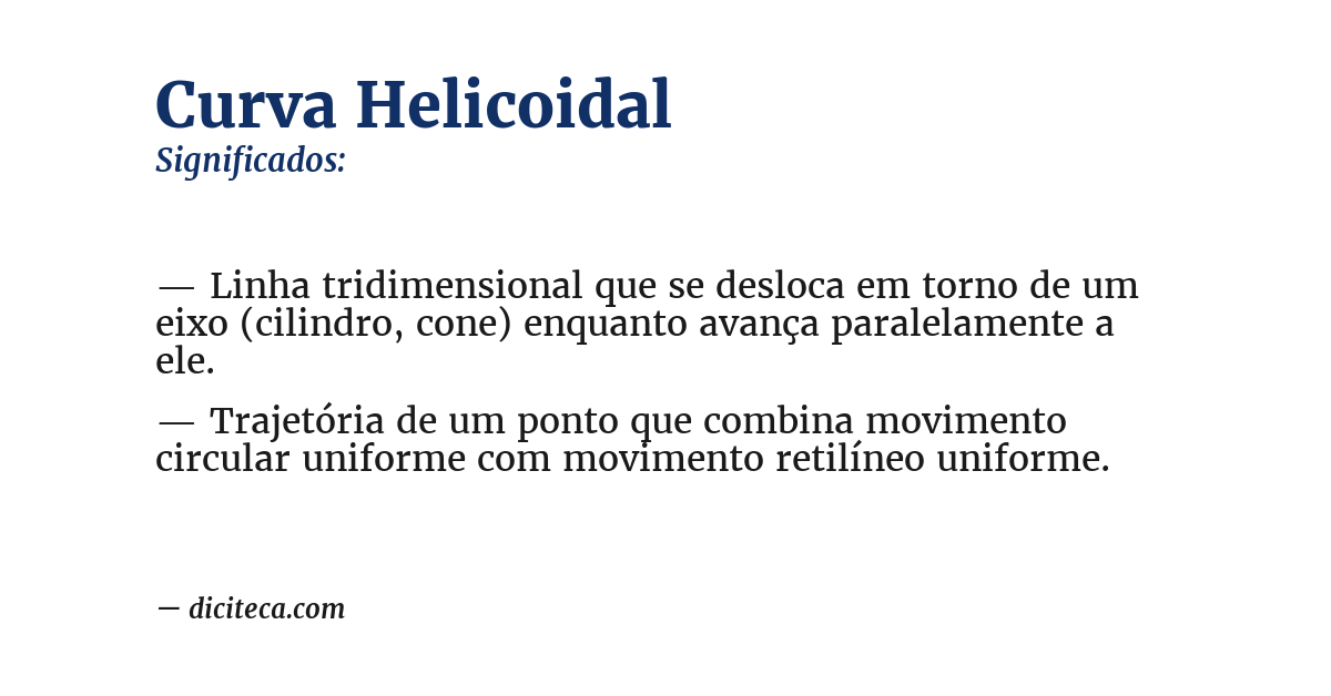 Significado de curva helicoidal