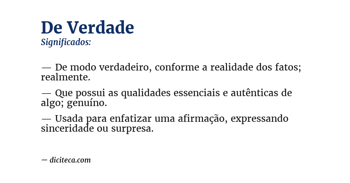 Significado de de verdade