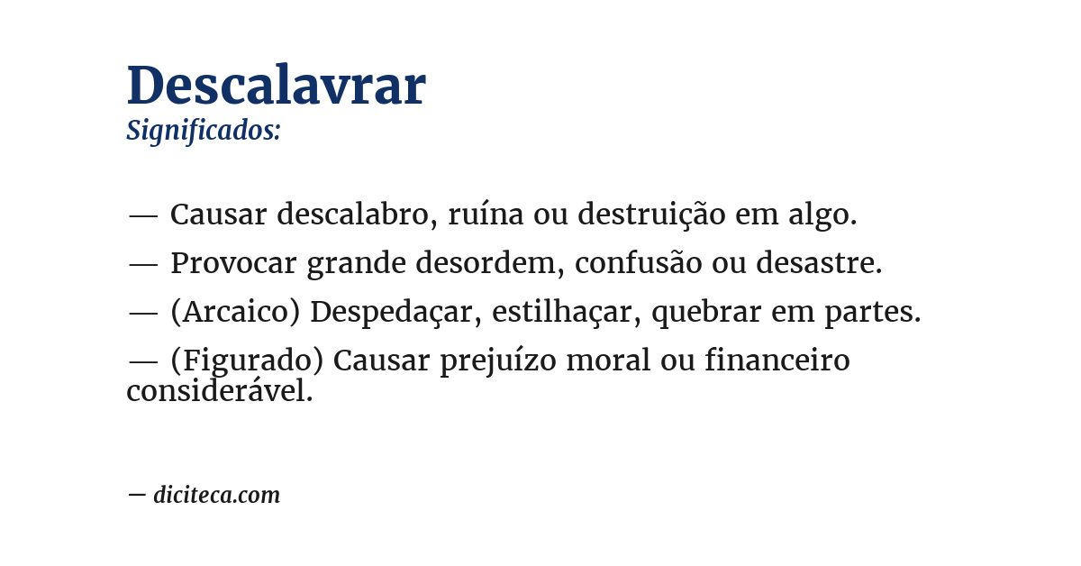 Significado de descalavrar