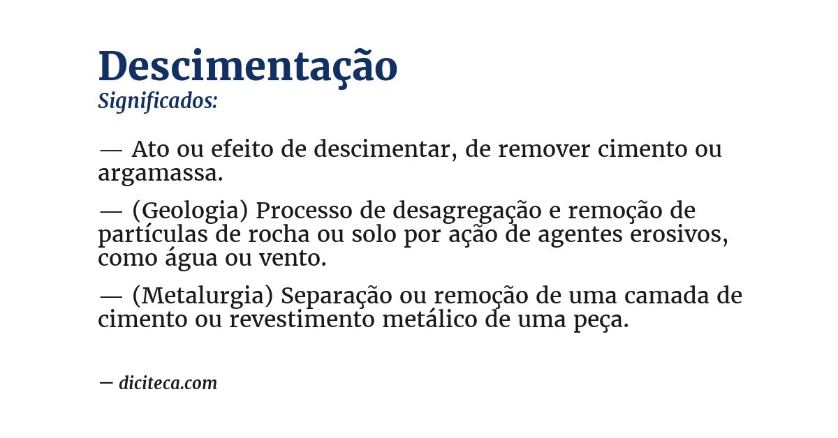 Significado de descimentação