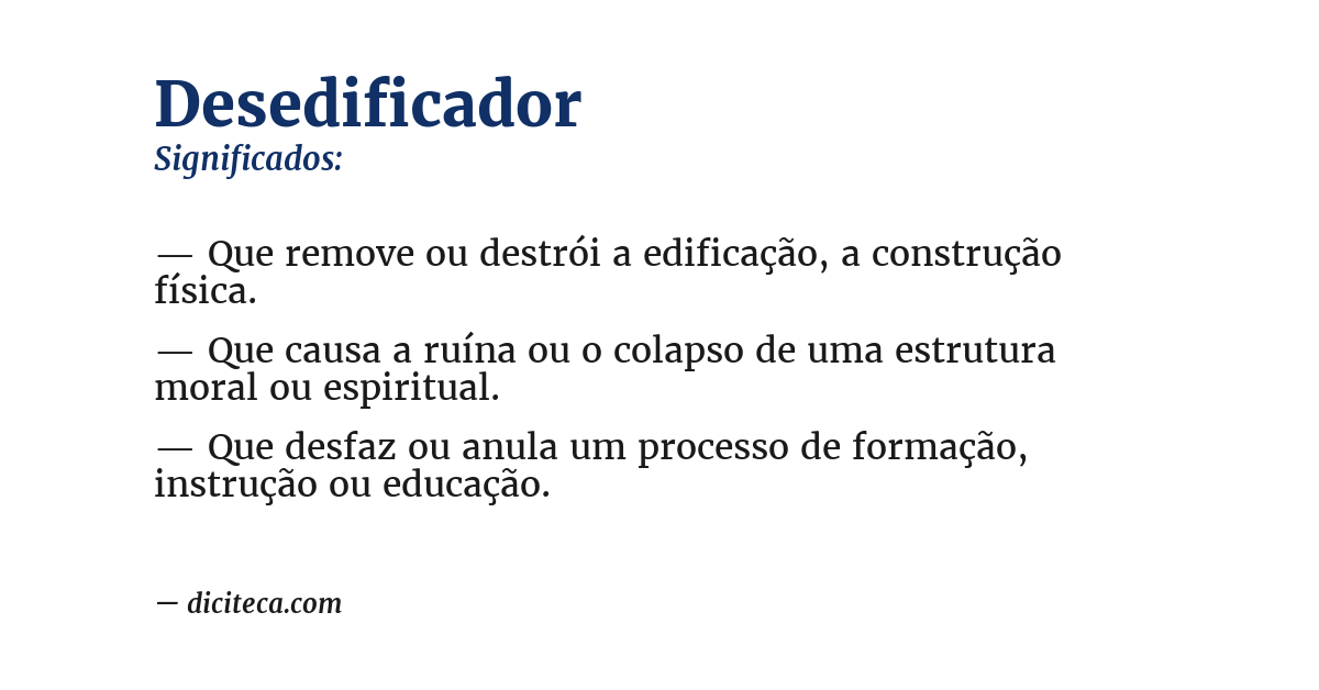 Significado de desedificador