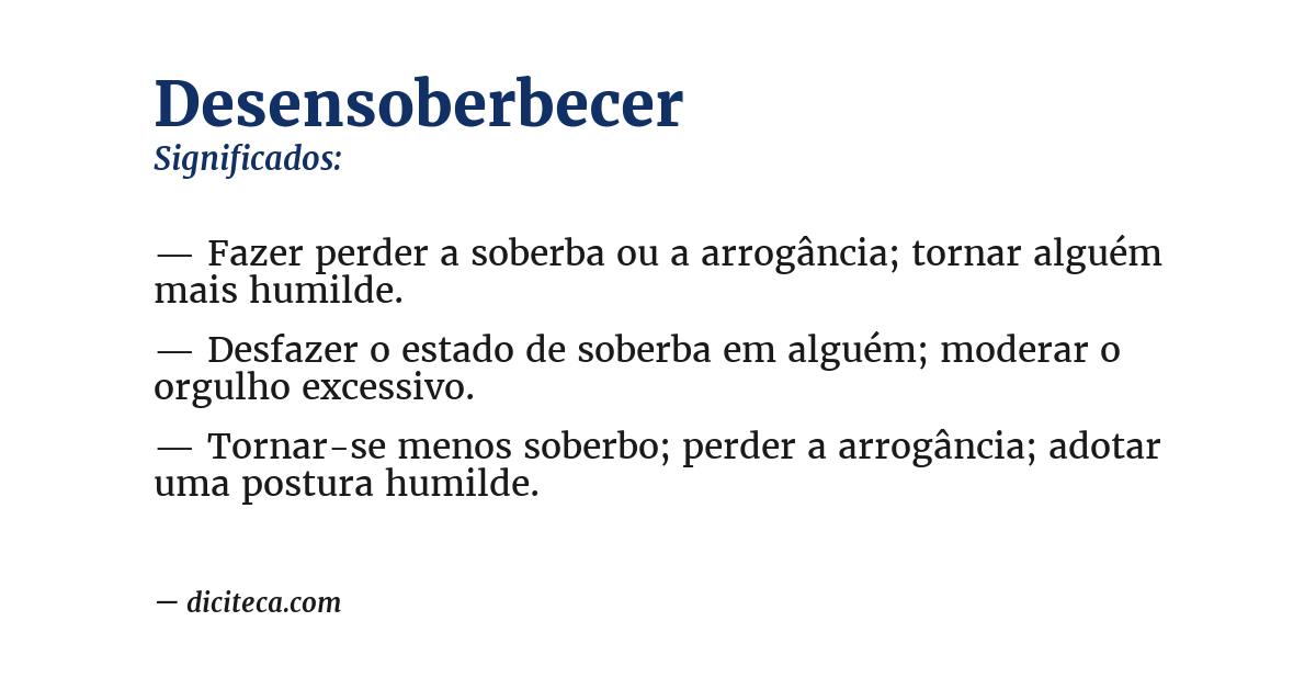 Significado de desensoberbecer