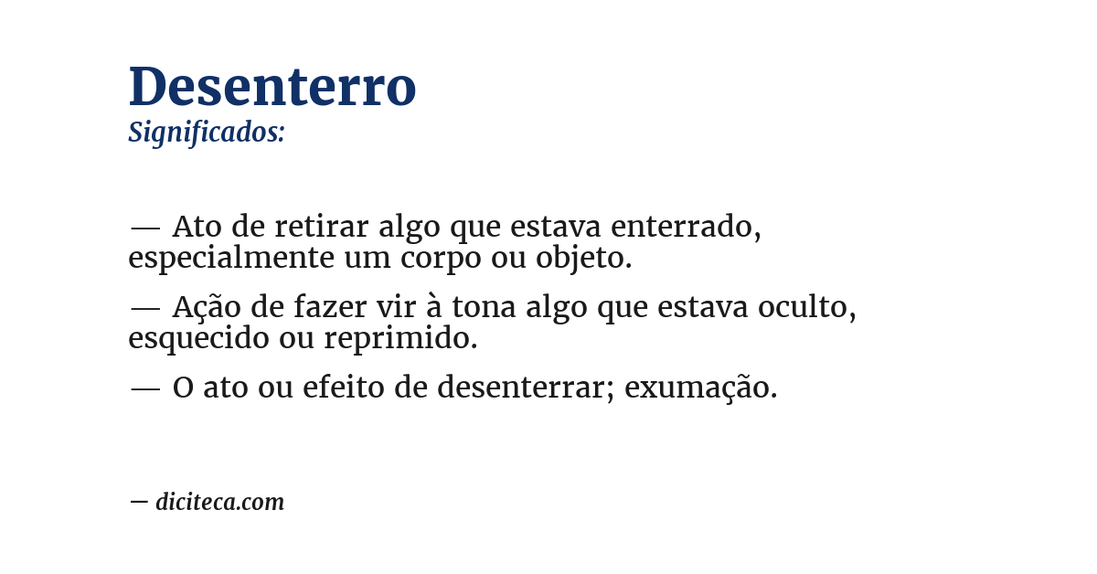 Significado de desenterro