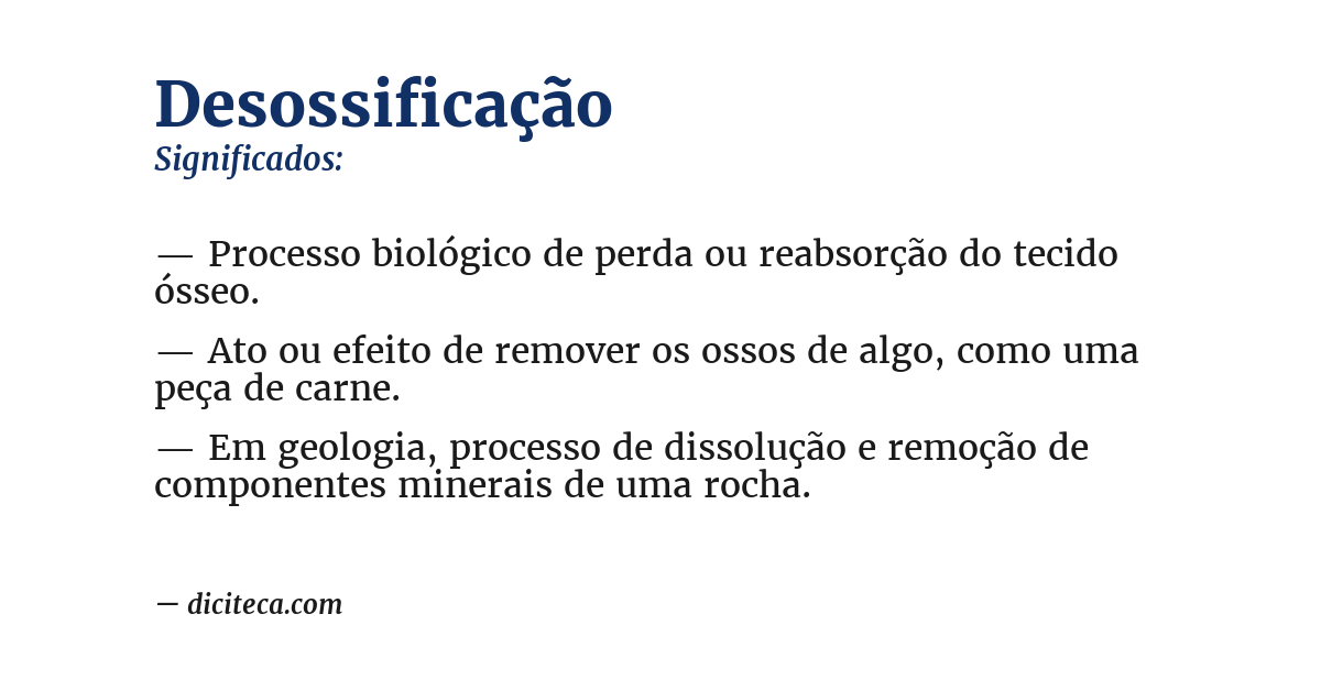 Significado de desossificação