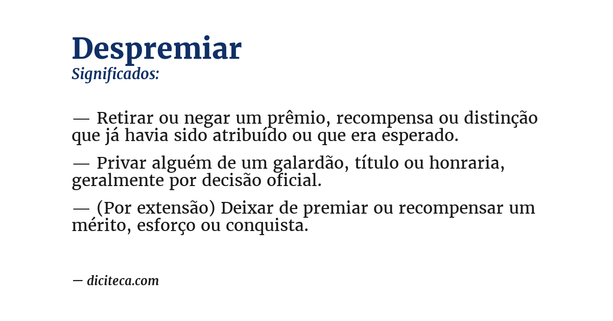 Significado de despremiar