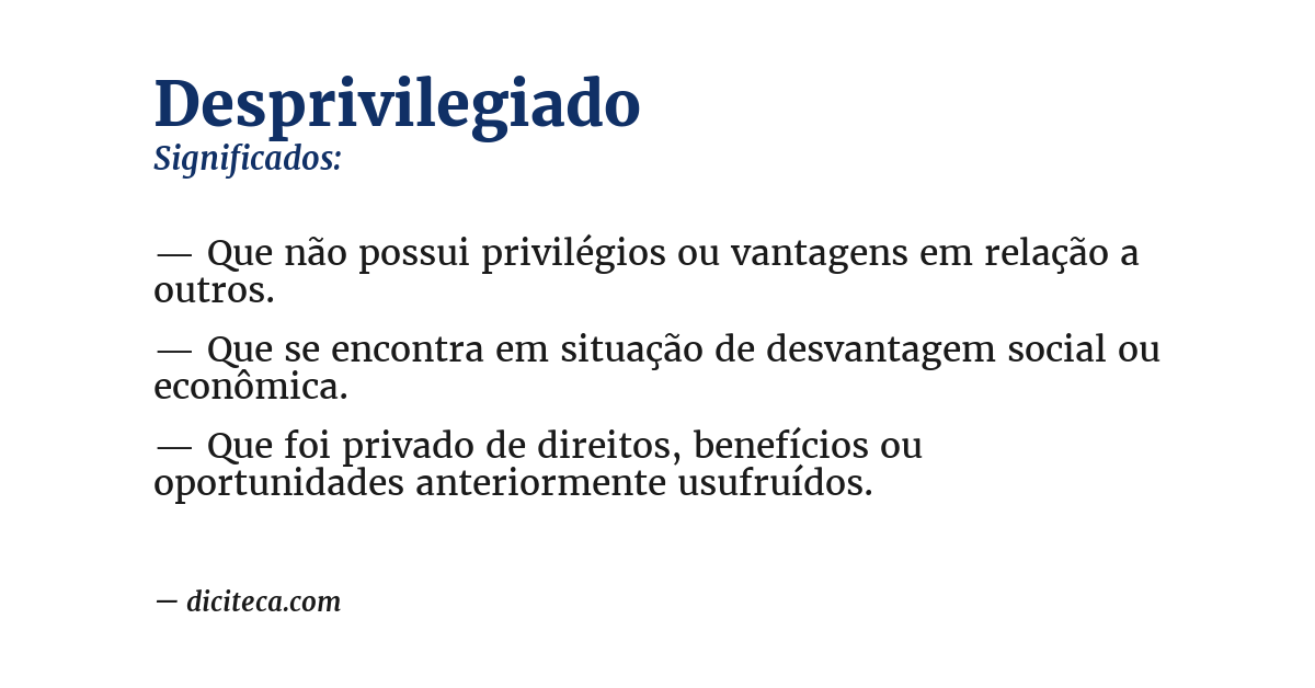 Significado de desprivilegiado