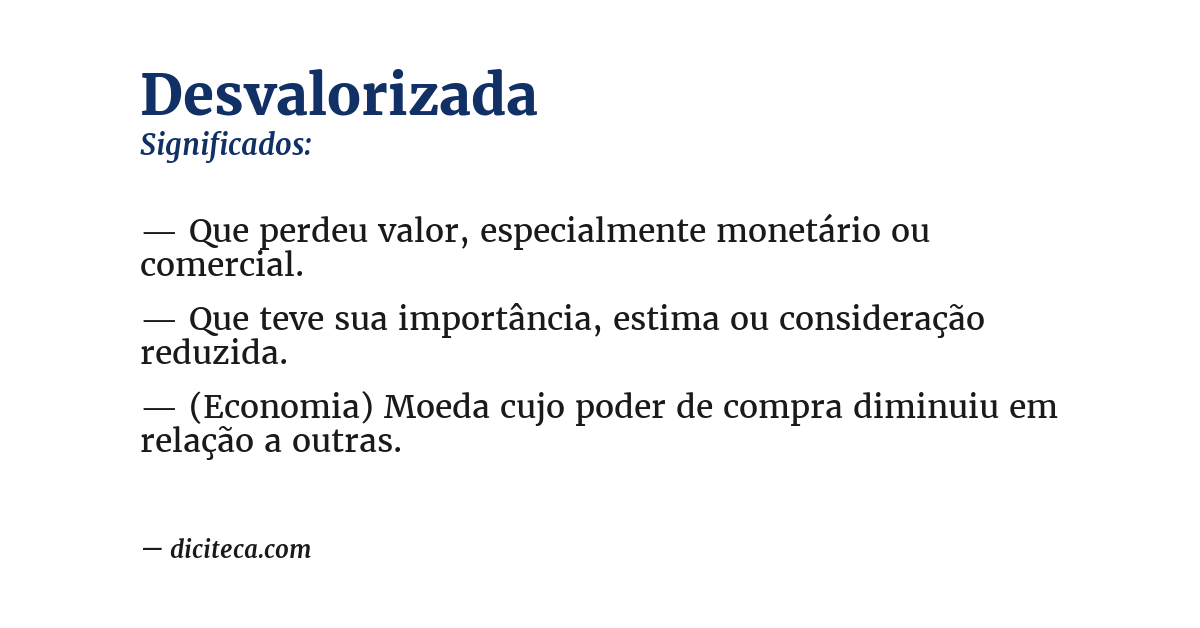 Significado de desvalorizada