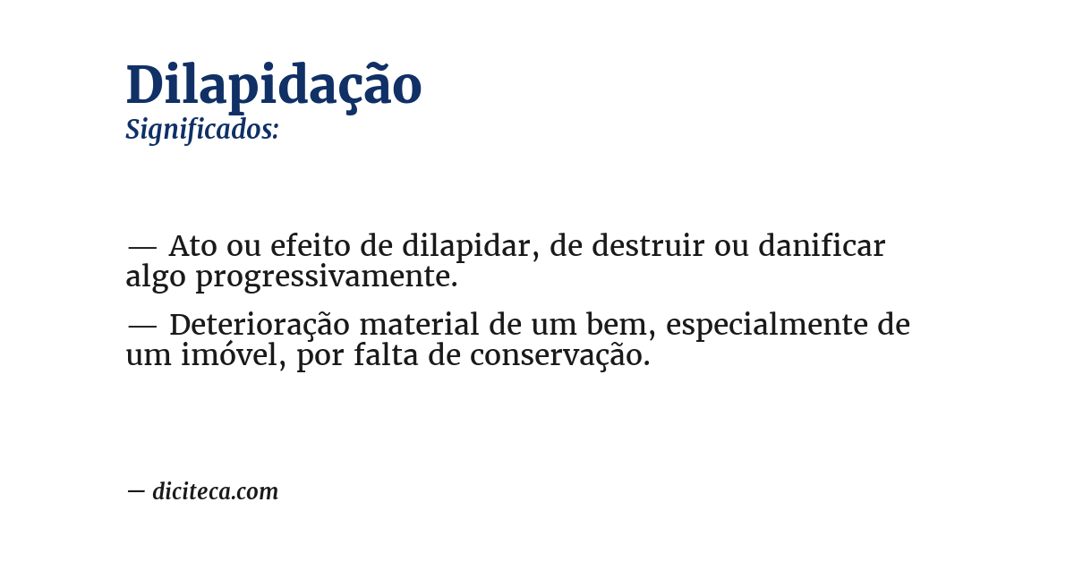 Significado de dilapidação