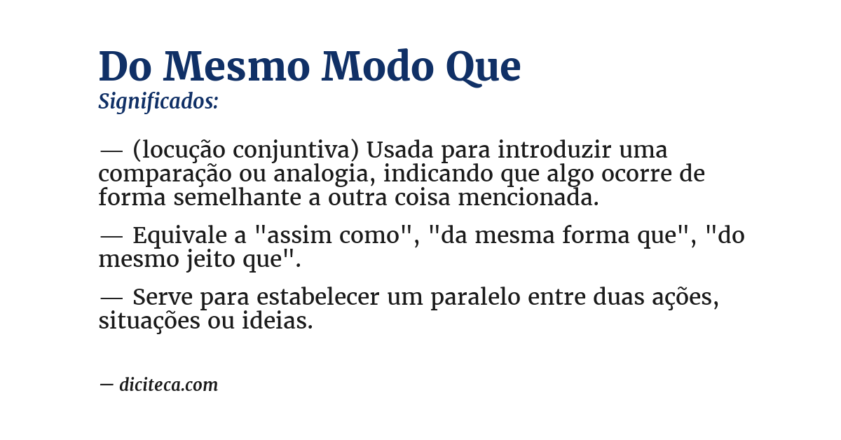 Significado de do mesmo modo que