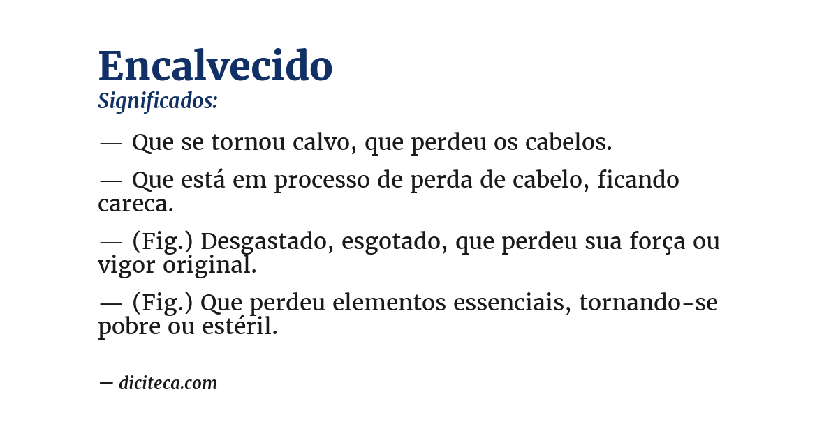 Significado de encalvecido