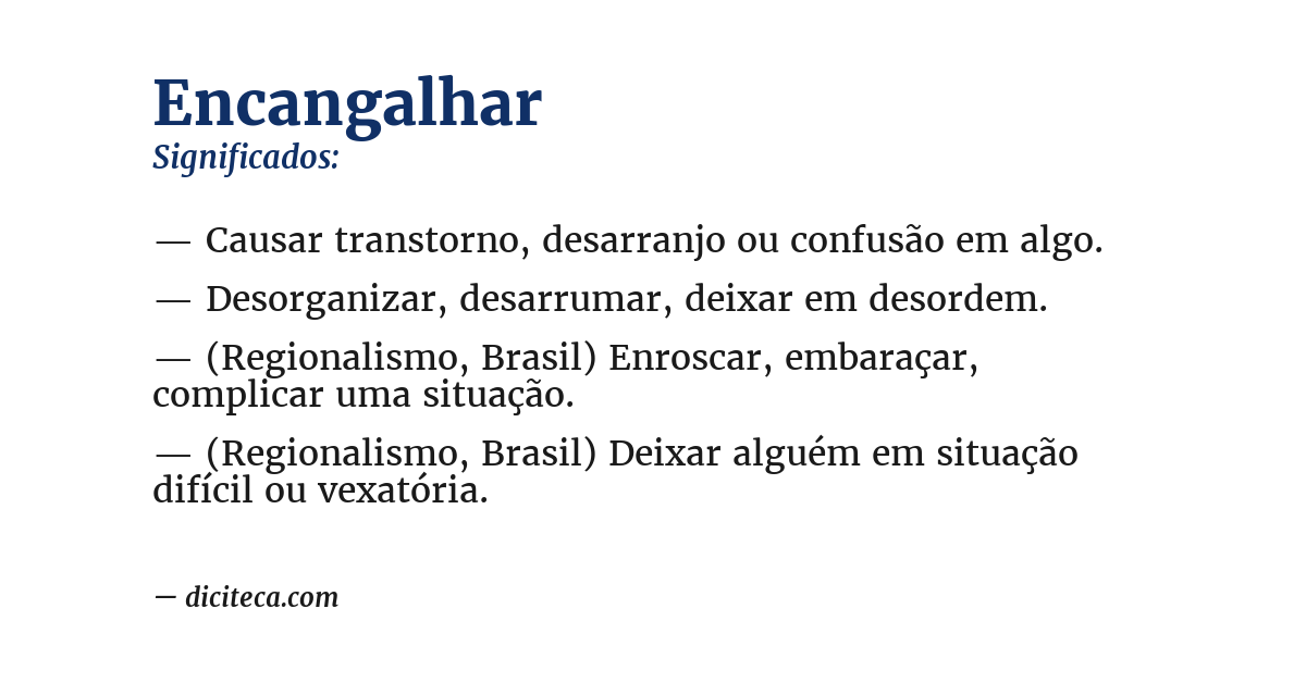 Significado de encangalhar