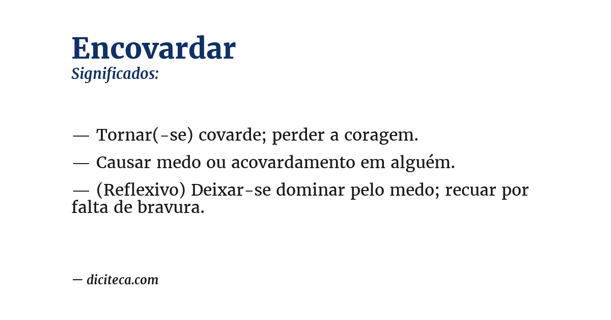 Significado de encovardar