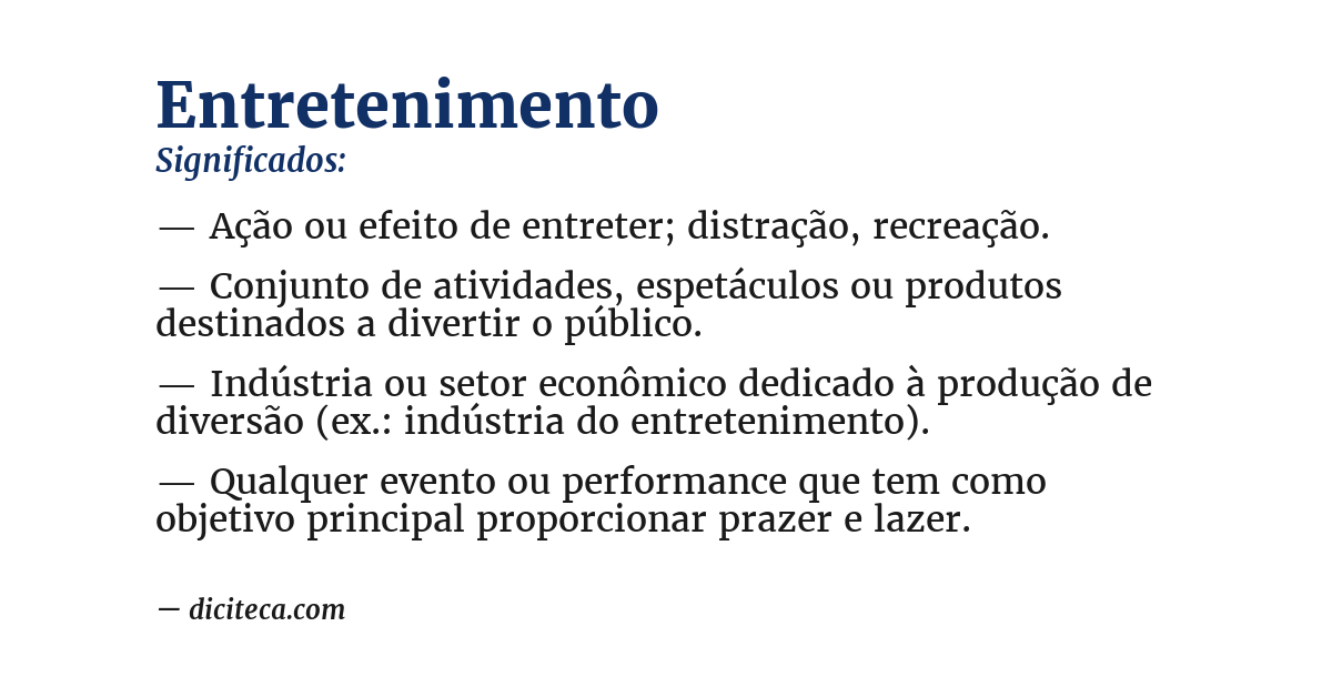 Significado de entretenimento