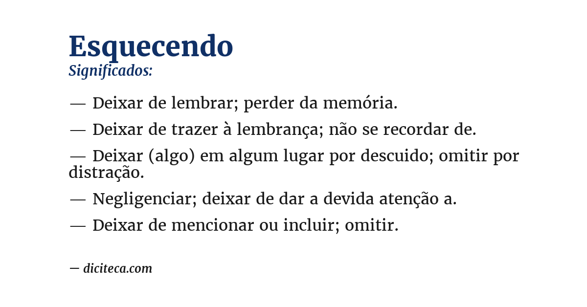 Significado de esquecendo