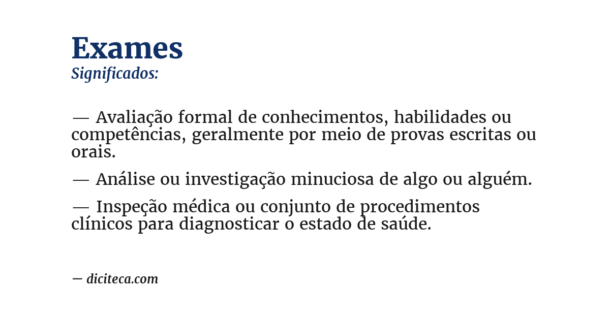Significado de exames