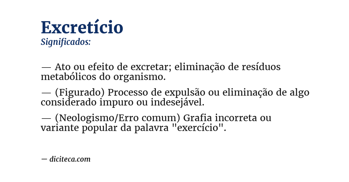 Significado de excretício