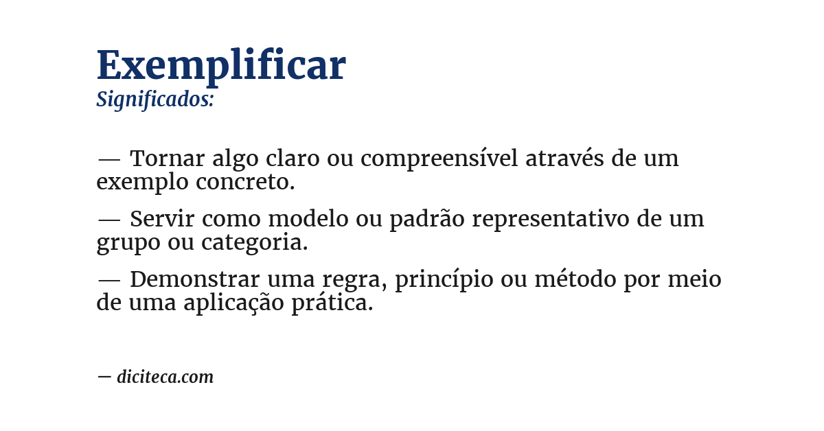 Significado de exemplificar