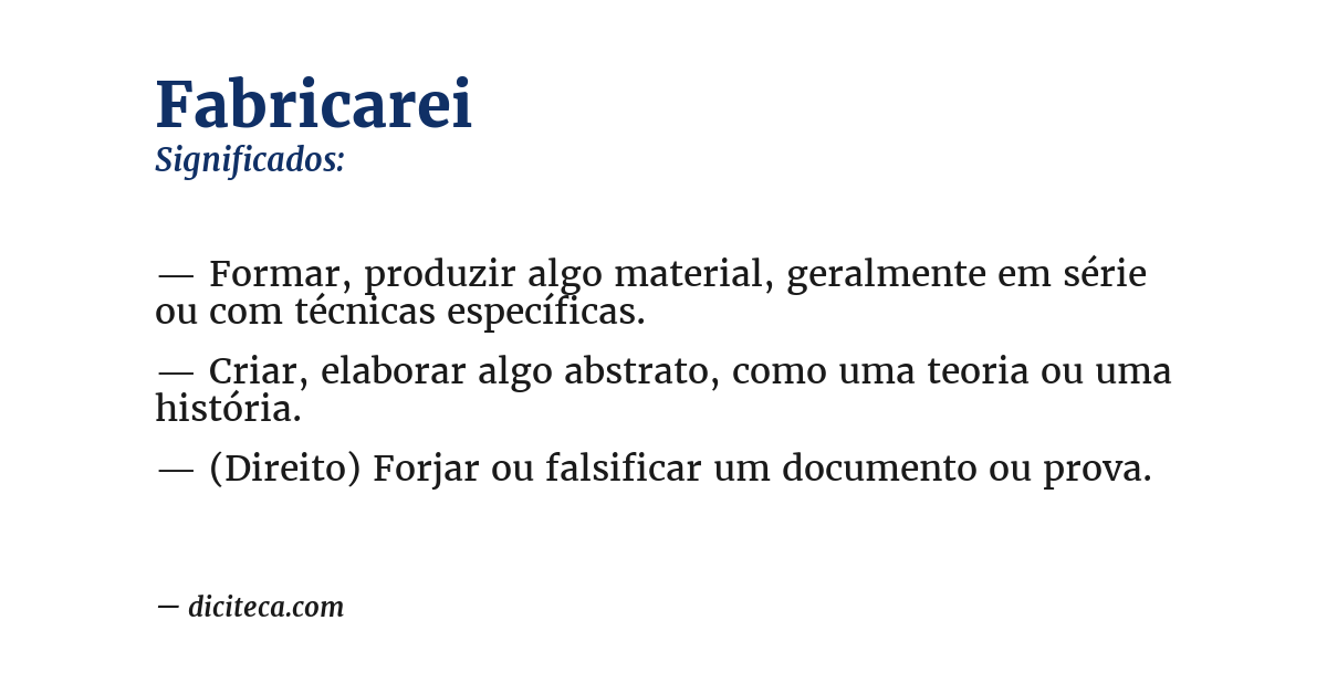 Significado de fabricarei