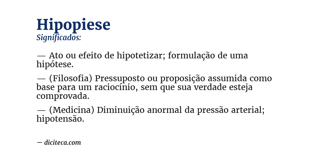 Significado de hipopiese