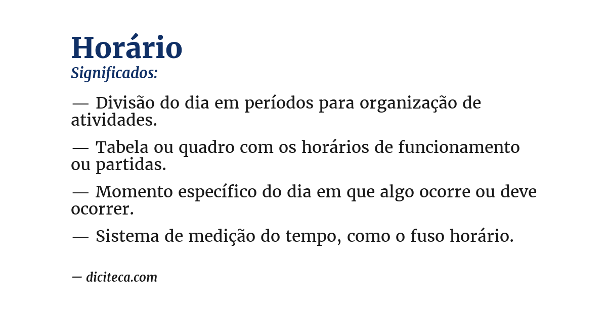 Significado de horário
