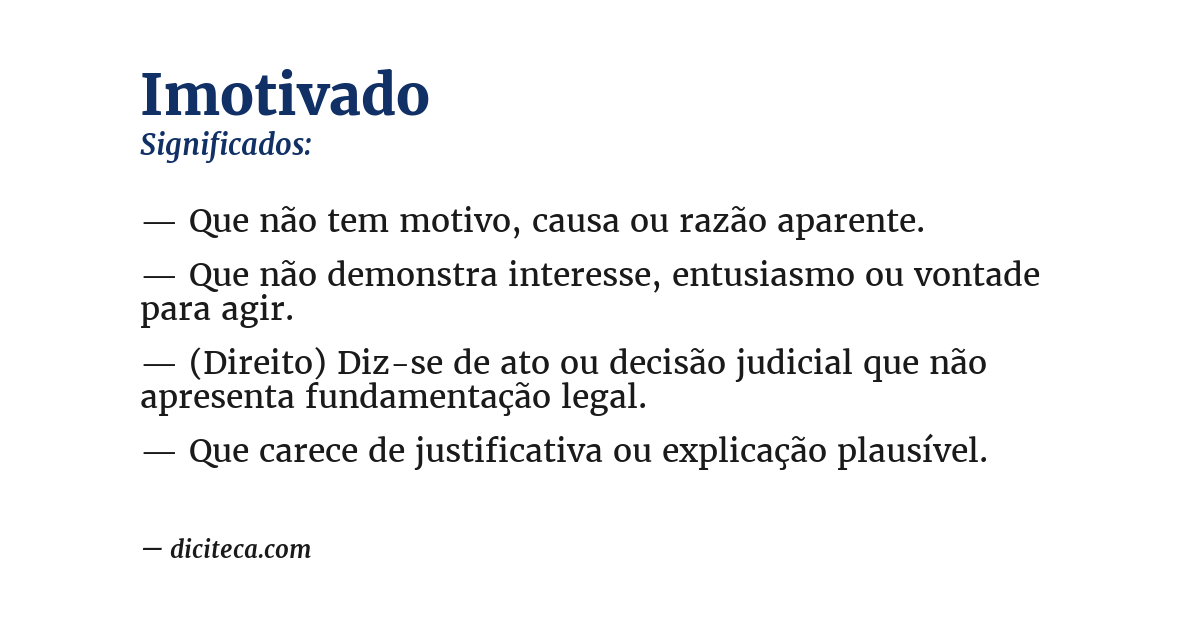 Significado de imotivado