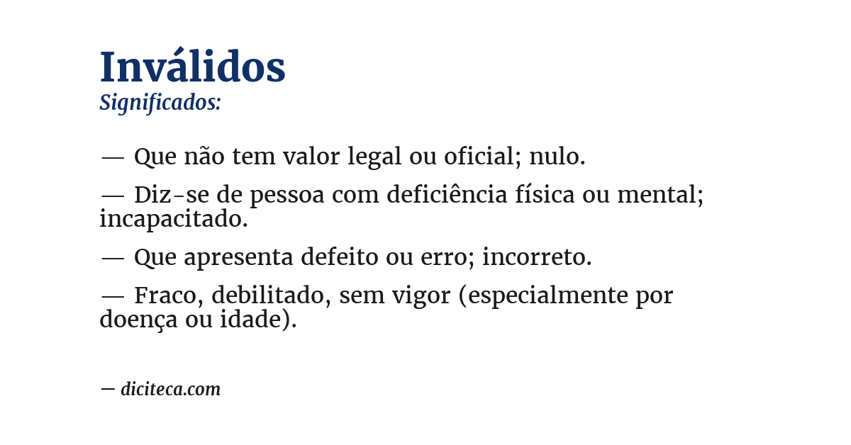 Significado de inválidos