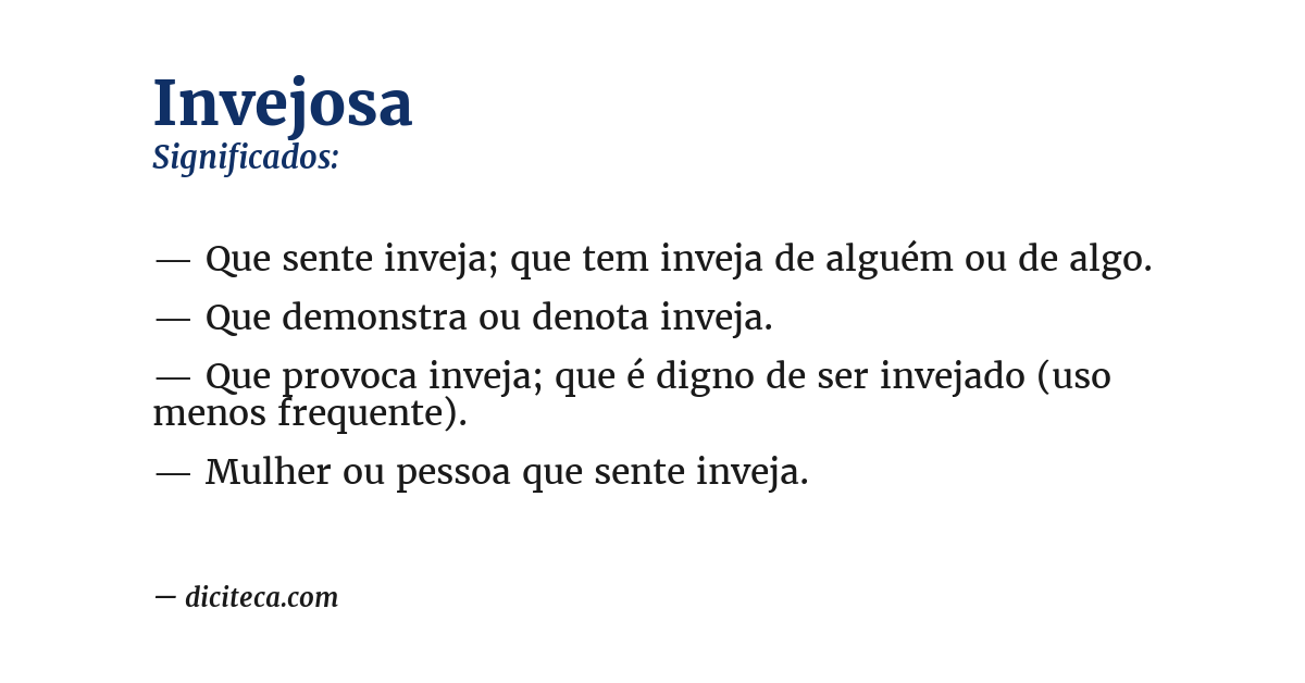 Significado de invejosa