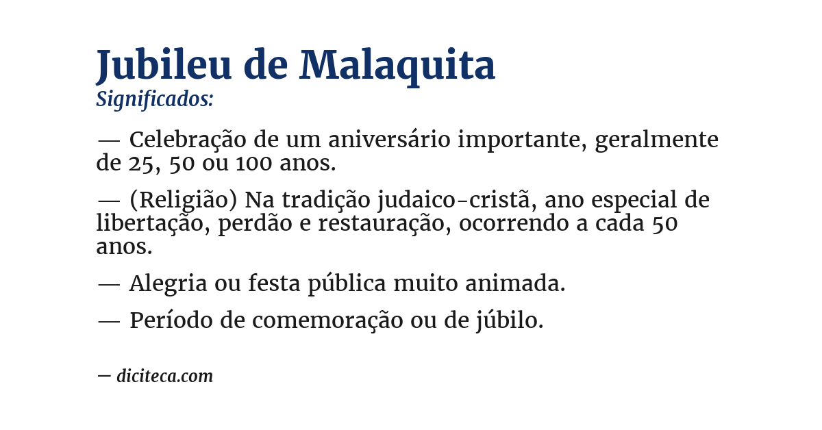 Significado de jubileu de malaquita