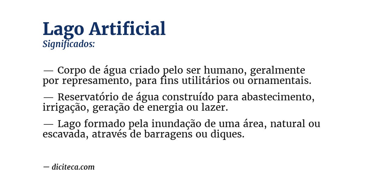 Significado de lago artificial