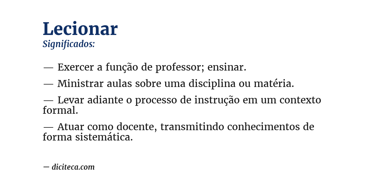 Significado de lecionar