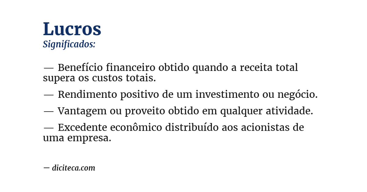 Significado de lucros