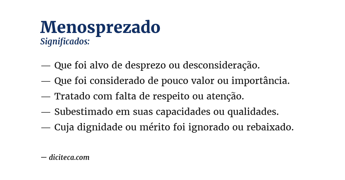 Significado de menosprezado