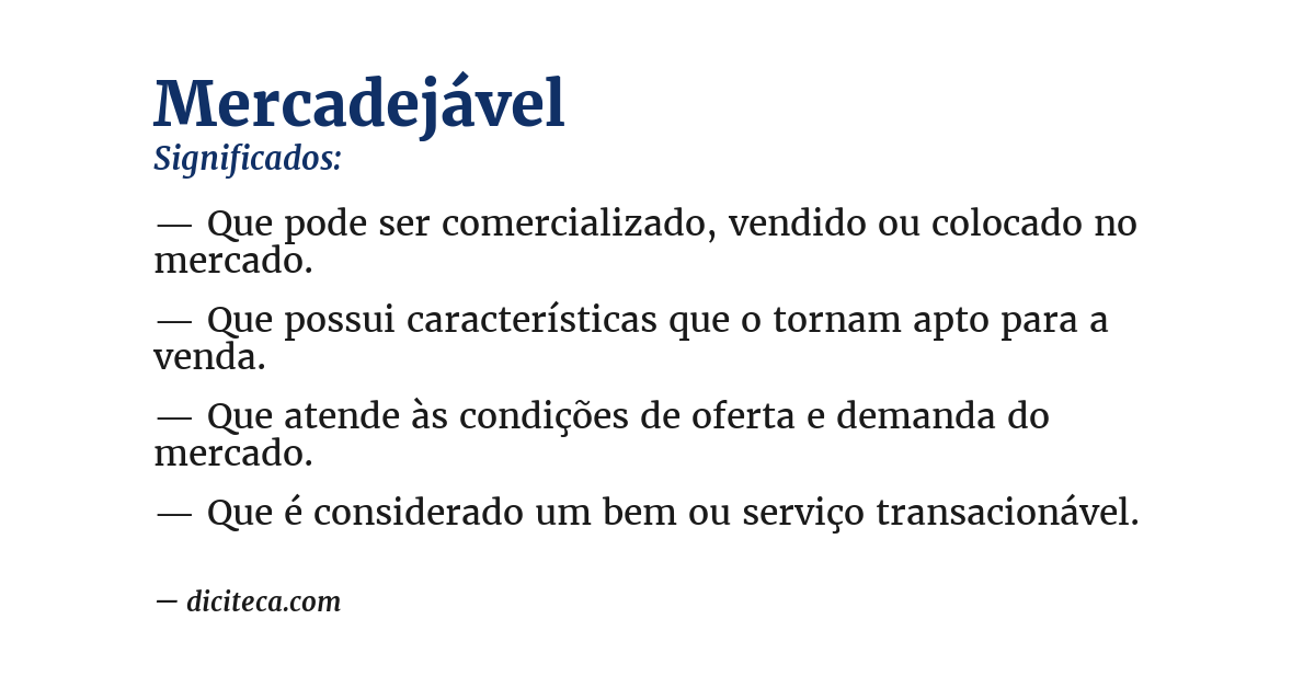 Significado de mercadejável