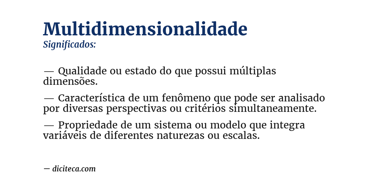 Significado de multidimensionalidade