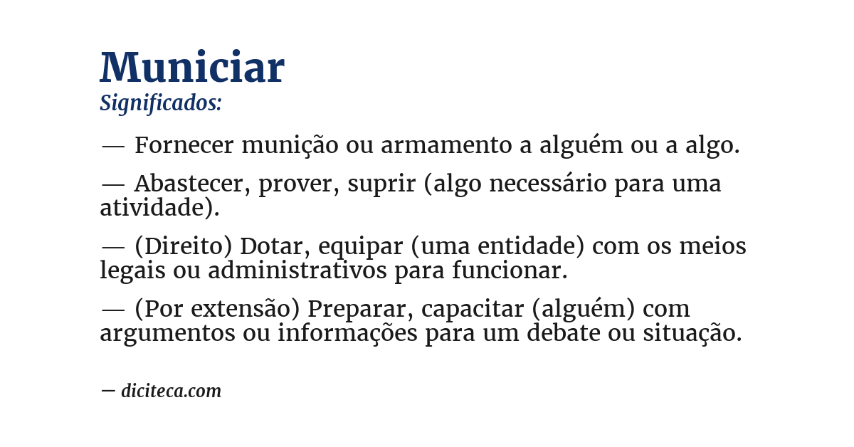 Significado de municiar