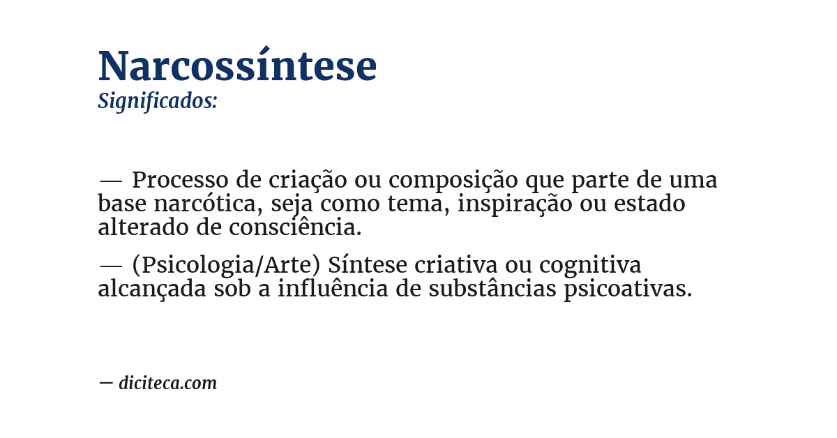 Significado de narcossíntese