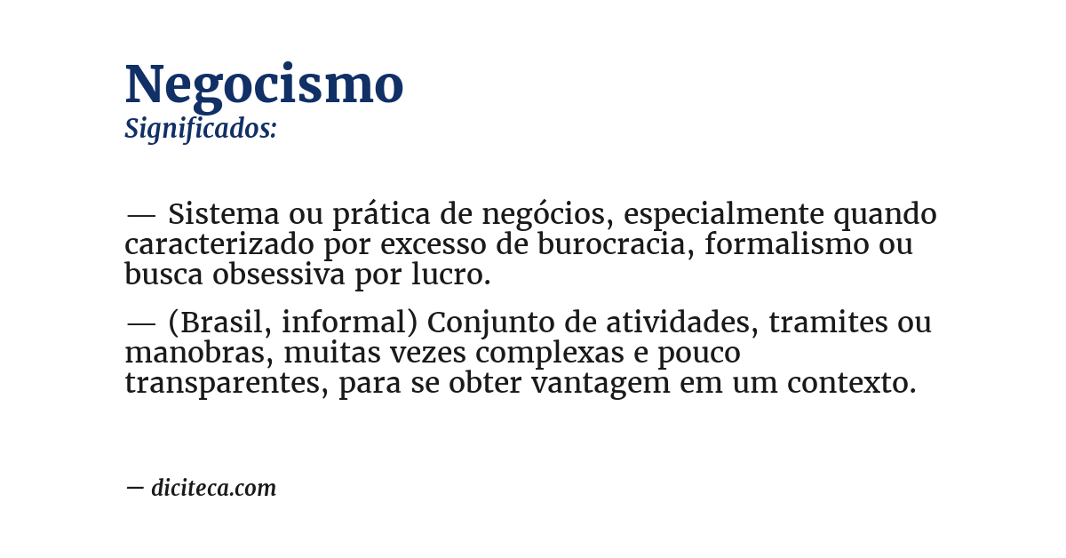 Significado de negocismo