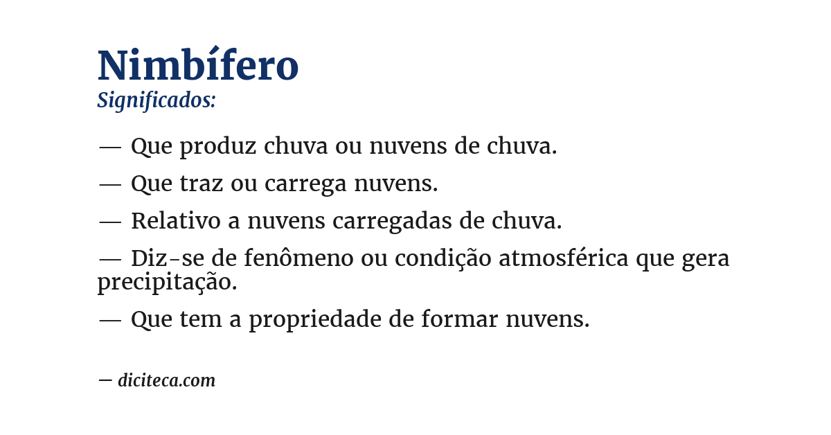 Significado de nimbífero
