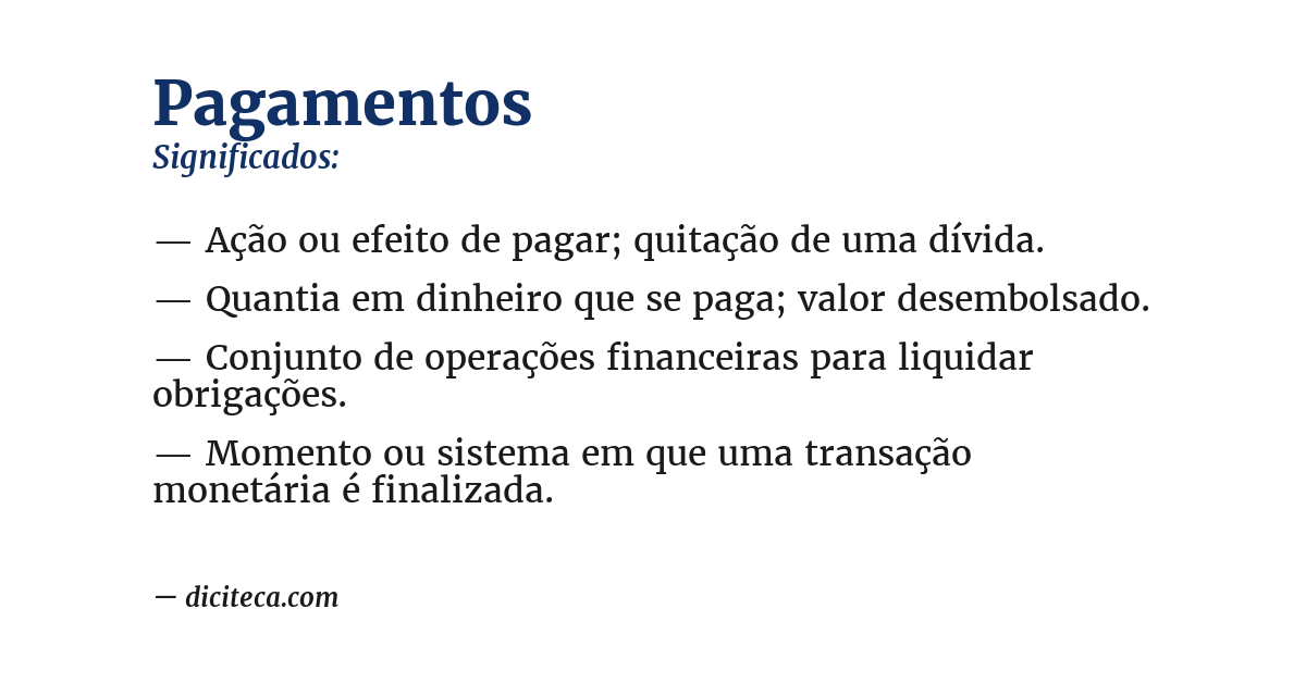 Significado de pagamentos