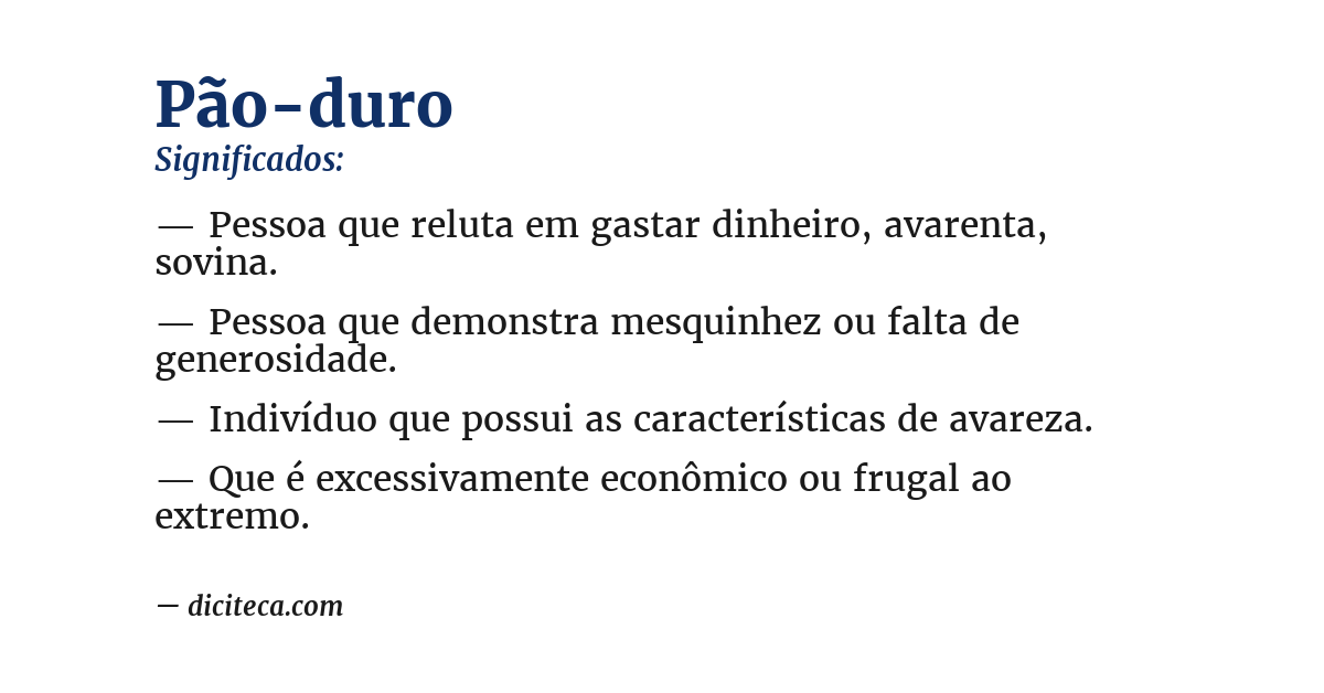 Significado de pão-duro