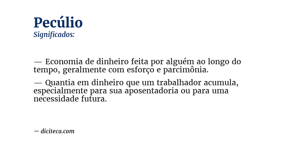 Significado de pecúlio