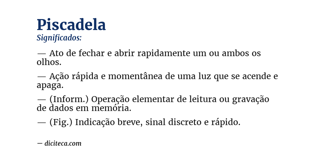 Significado de piscadela