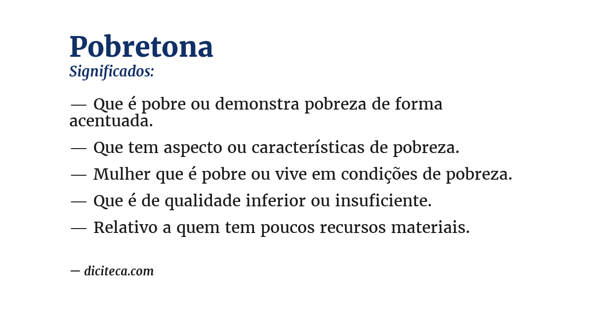 Significado de pobretona