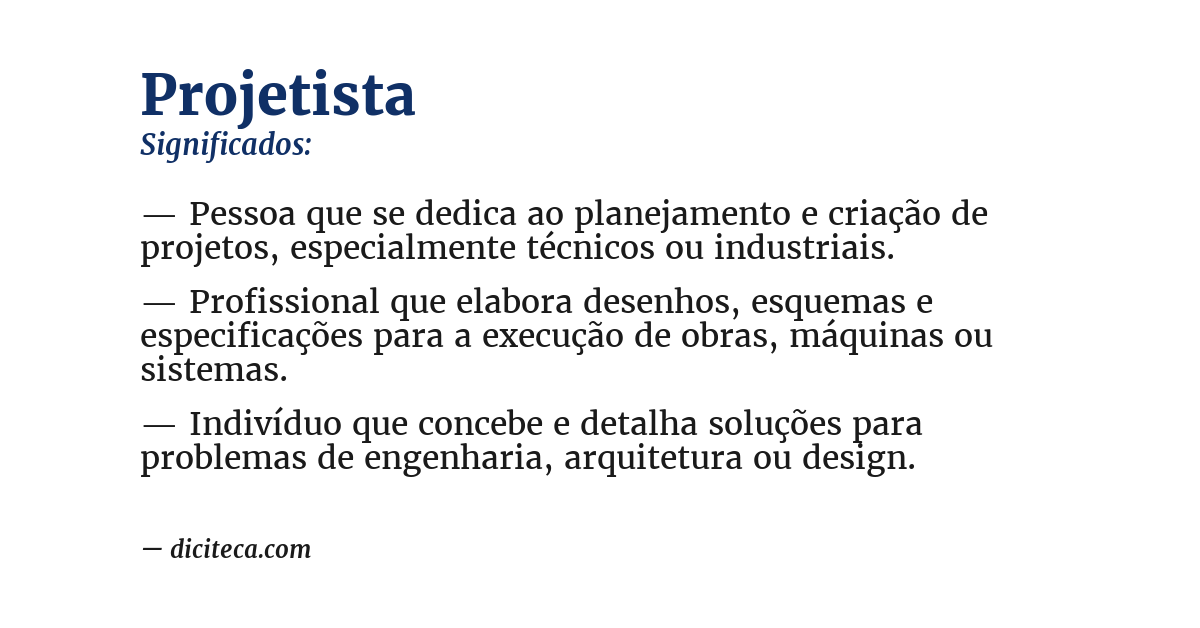 Significado de projetista