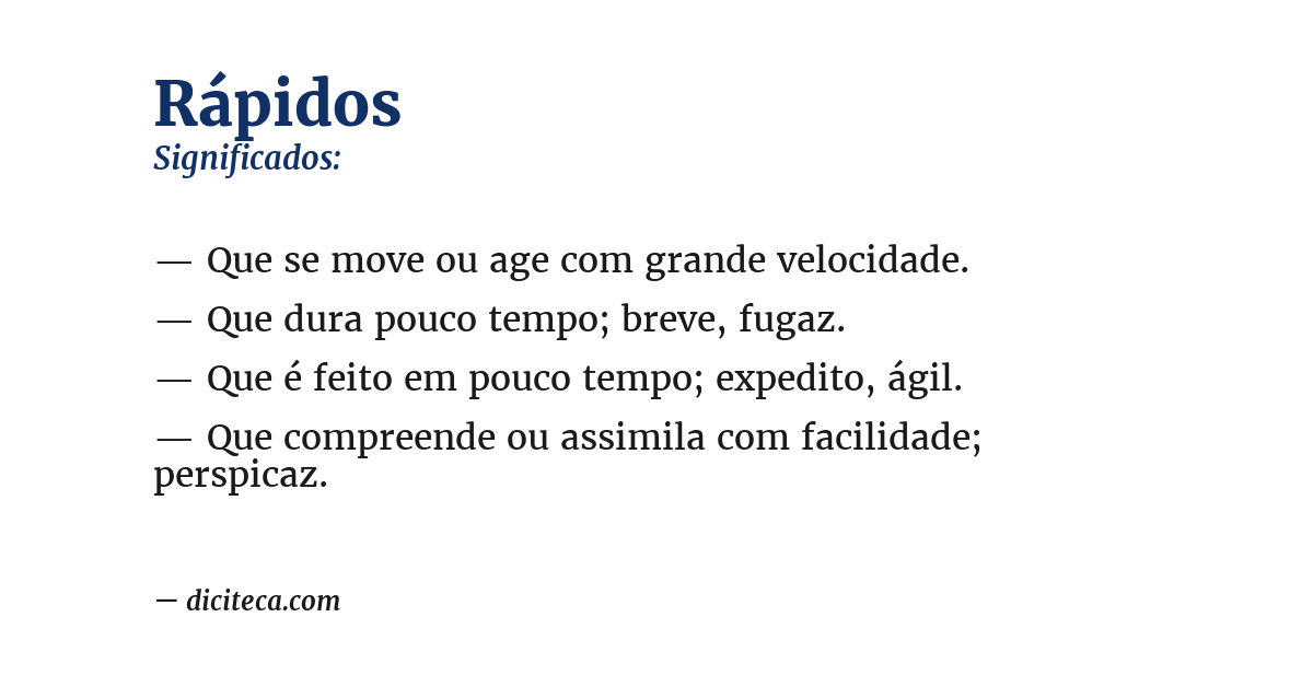 Significado de rápidos